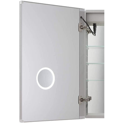 Aquadom Royale Plus 40" x 30" Rectangle Recessed or Surface Mount Bi-View LED Lighted Bathroom Medicine Cabinet With Defogger, Electrical Outlet, Magnifying Mirror - RP-4030-N
