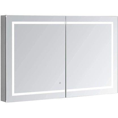 Aquadom Royale Plus 40" x 36" Rectangle Recessed or Surface Mount Bi-View LED Lighted Bathroom Medicine Cabinet With Defogger, Electrical Outlet, Magnifying Mirror - RP-4036-N