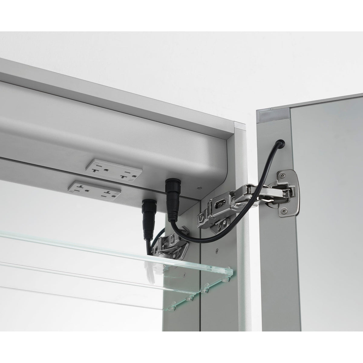 Aquadom Royale Plus 48" x 30" Rectangle Recessed or Surface Mount Bi-View LED Lighted Bathroom Medicine Cabinet With Defogger, Electrical Outlet, Magnifying Mirror - RP-4830-N