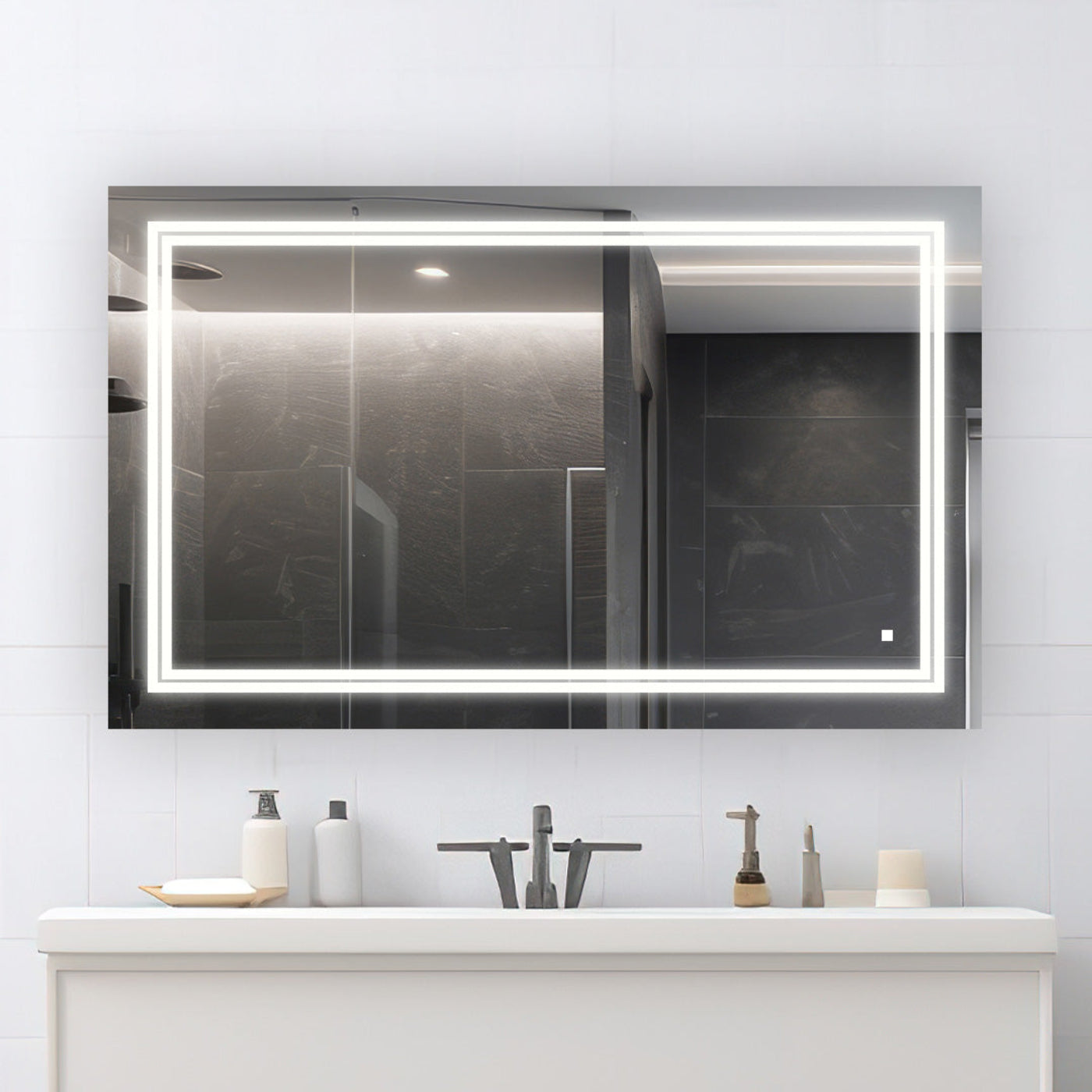 Aquadom SOHO 40" x 36" Rectangle Ultra-Slim Frame LED Lighted Bathroom Mirror With Defogger - S-4036-N