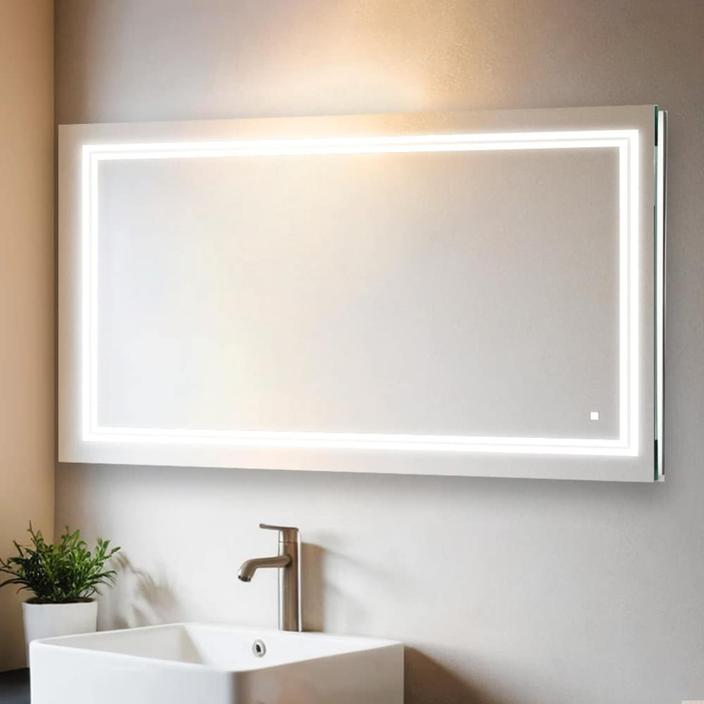 Aquadom SOHO 40" x 36" Rectangle Ultra-Slim Frame LED Lighted Bathroom Mirror With Defogger - S-4036-N