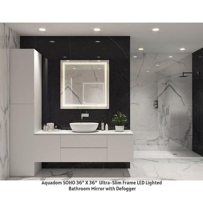 Aquadom SOHO 72" x 36" Rectangular Ultra-Slim Frame LED Lighted Bathroom Mirror With Defogger - S-7236-N