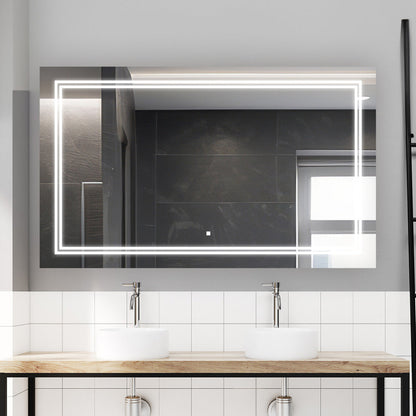 Aquadom SOHO 96" x 36" Rectangle Ultra-Slim Frame LED Lighted Bathroom Mirror With Defogger - S-9636-N