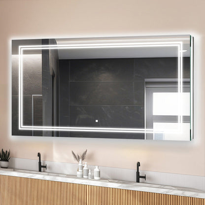 Aquadom SOHO 96" x 36" Rectangle Ultra-Slim Frame LED Lighted Bathroom Mirror With Defogger - S-9636-N