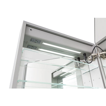 Aquadom Signature Royale 24" x 36" Rectangle Right Hinged Medicine Cabinet With Lighting, Defogger, Integrated LED 3X Magnifying Mirror And Electrical Outlet with USB - SR-2436R-N