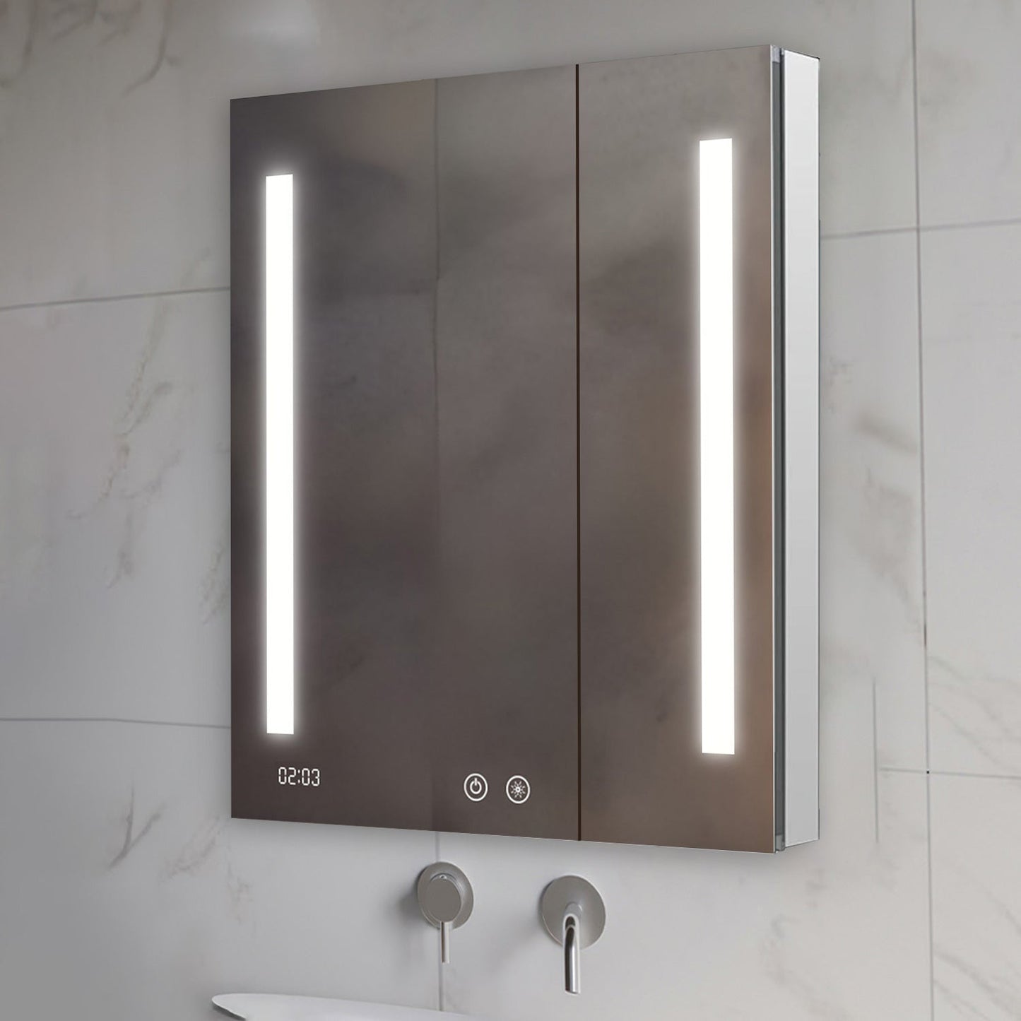 Aquadom Signature Royale 30" x 36" Rectangle Medicine Cabinet With Lighting, Defogger, Integrated LED 3X Magnifying Mirror And Electrical Outlet with USB - SR-3036-N