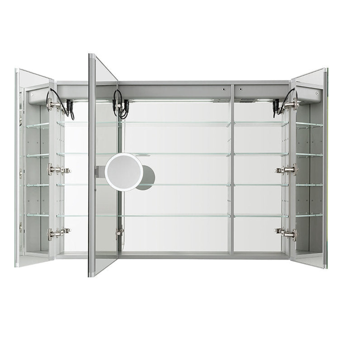 Aquadom Signature Royale 40" x 30" Triple-Door LED Lighted Medicine Cabinet With Defogger, Integrated LED 3X Magnifying Mirror and Electrical Outlet With USB - SR3-4030-N