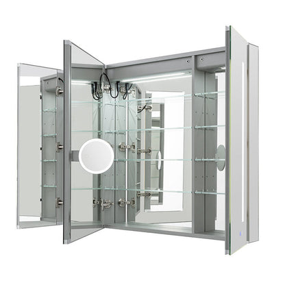 Aquadom Signature Royale 40" x 30" Triple-Door LED Lighted Medicine Cabinet With Defogger, Integrated LED 3X Magnifying Mirror and Electrical Outlet With USB - SR3-4030-N