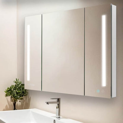 Aquadom Signature Royale 40" x 30" Triple-Door LED Lighted Medicine Cabinet With Defogger, Integrated LED 3X Magnifying Mirror and Electrical Outlet With USB - SR3-4030-N