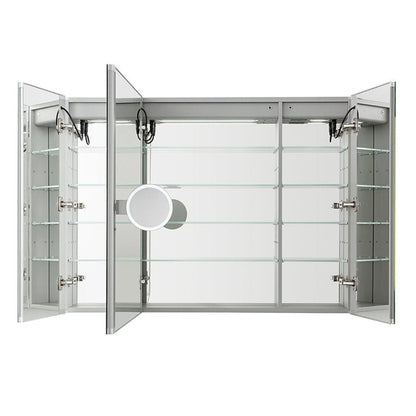 Aquadom Signature Royale 40" x 36" Triple-Door LED Lighted Medicine Cabinet With Defogger, Integrated LED 3X Magnifying Mirror and Electrical Outlet With USB - SR3-4036-N