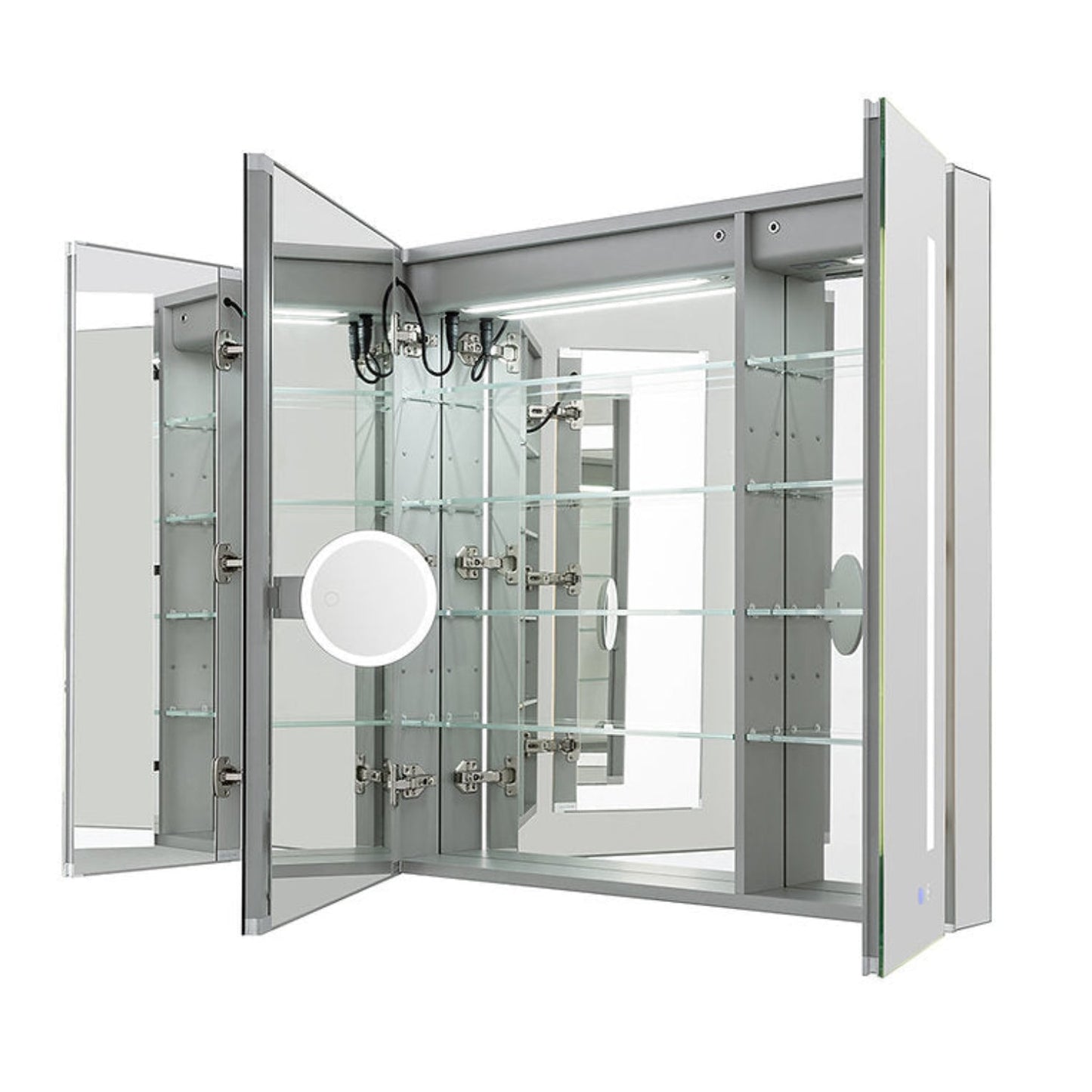 Aquadom Signature Royale 40" x 36" Triple-Door LED Lighted Medicine Cabinet With Defogger, Integrated LED 3X Magnifying Mirror and Electrical Outlet With USB - SR3-4036-N