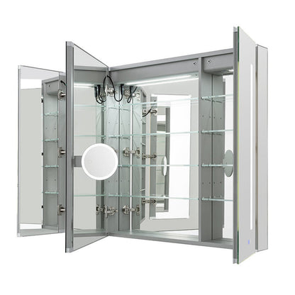 Aquadom Signature Royale 40" x 36" Triple-Door LED Lighted Medicine Cabinet With Defogger, Integrated LED 3X Magnifying Mirror and Electrical Outlet With USB - SR3-4036-N