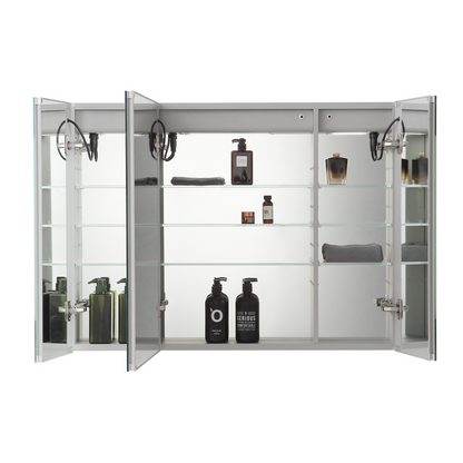 Aquadom Signature Royale 48" x 30" Triple-Door LED Lighted Medicine Cabinet With Defogger, Integrated LED 3X Magnifying Mirror and Electrical Outlet With USB - SR3-4830-N