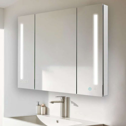 Aquadom Signature Royale 48" x 30" Triple-Door LED Lighted Medicine Cabinet With Defogger, Integrated LED 3X Magnifying Mirror and Electrical Outlet With USB - SR3-4830-N
