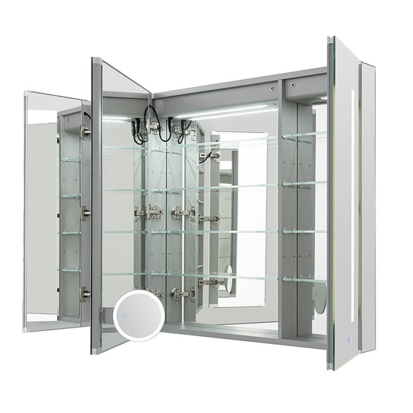 Aquadom Signature Royale 48" x 36" Triple-Door LED Lighted Medicine Cabinet With Defogger, Integrated LED 3X Magnifying Mirror and Electrical Outlet With USB - SR3-4836-N