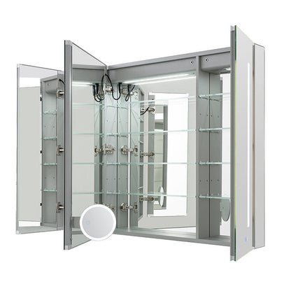 Aquadom Signature Royale 48" x 36" Triple-Door LED Lighted Medicine Cabinet With Defogger, Integrated LED 3X Magnifying Mirror and Electrical Outlet With USB - SR3-4836-N