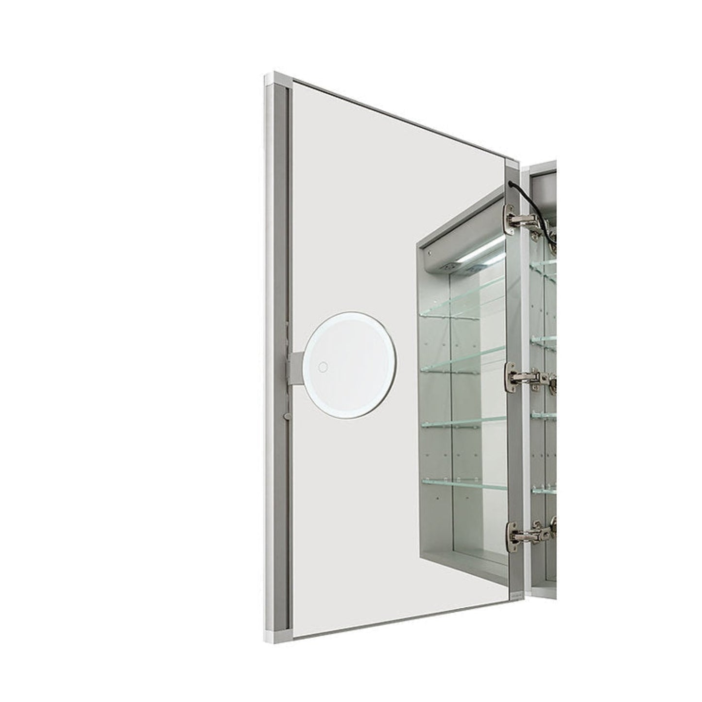 Aquadom Signature Royale 60" x 30" LED Lighted Medicine Cabinet With Defogger, Integrated LED 3X Magnifying Mirror and Electrical Outlet With USB - SR3-6030-N
