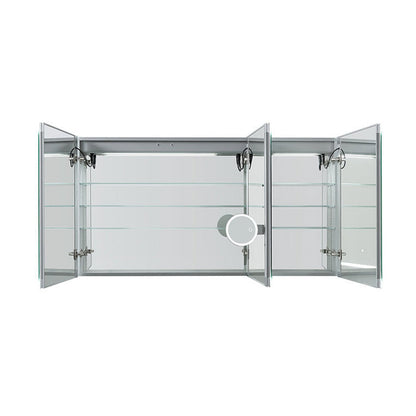 Aquadom Signature Royale 60" x 30" LED Lighted Medicine Cabinet With Defogger, Integrated LED 3X Magnifying Mirror and Electrical Outlet With USB - SR3-6030-N