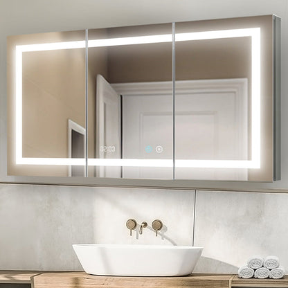 Aquadom Signature Royale 60" x 36" Triple-Door LED Lighted Medicine Cabinet With Defogger, Integrated LED 3X Magnifying Mirror and Electrical Outlet With USB - SR3-6036-N