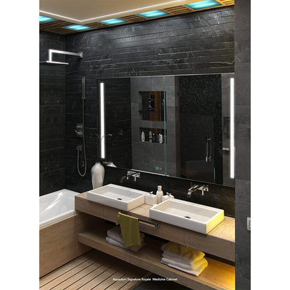 Aquadom Signature Royale Single View 24" x 30" Rectangular Left Hinged Medicine Cabinet With Lighting, Defogger, Integrated LED 3X Magnifying Mirror And Electrical Outlet with USB - SR-2430L-N