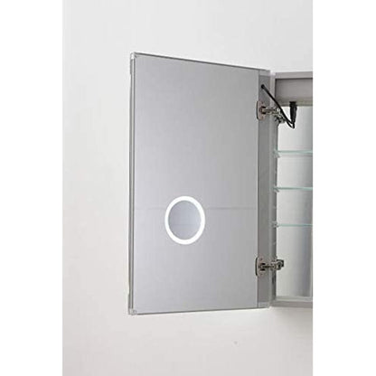 Aquadom Signature Royale Single View 24" x 30" Rectangular Left Hinged Medicine Cabinet With Lighting, Defogger, Integrated LED 3X Magnifying Mirror And Electrical Outlet with USB - SR-2430L-N