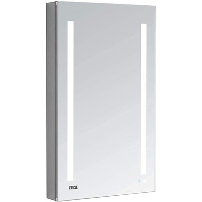Aquadom Signature Royale Single View 24" x 30" Rectangular Left Hinged Medicine Cabinet With Lighting, Defogger, Integrated LED 3X Magnifying Mirror And Electrical Outlet with USB - SR-2430L-N