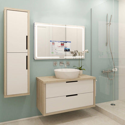 Aquadom Vision 48" x 32" Smart LED Lighted Bathroom Mirror With Built-in TV, Defogger, Body Fat Scale and Skin Detector - V-4832-SD-BFS