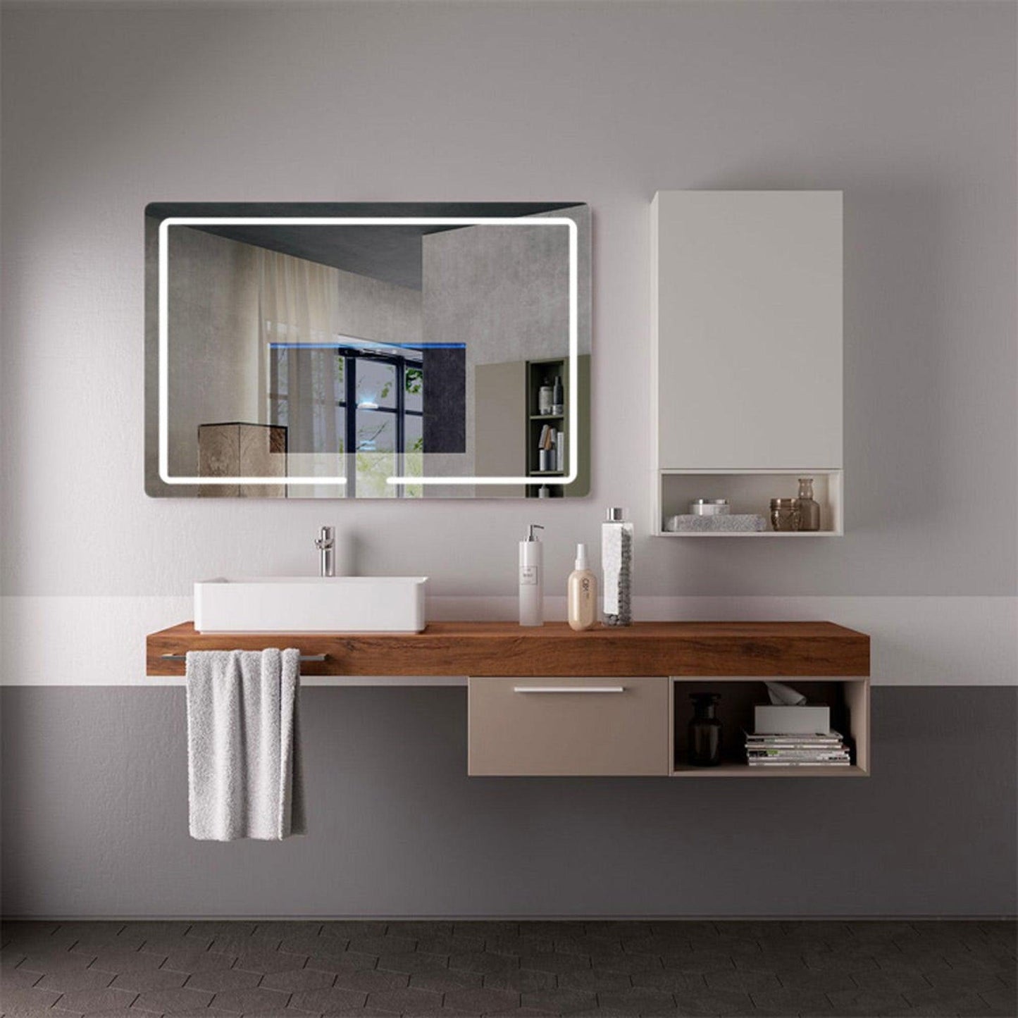 Aquadom Vision 48" x 32" Smart LED Lighted Bathroom Mirror With Built-in TV, Defogger, Body Fat Scale and Skin Detector - V-4832-SD-BFS