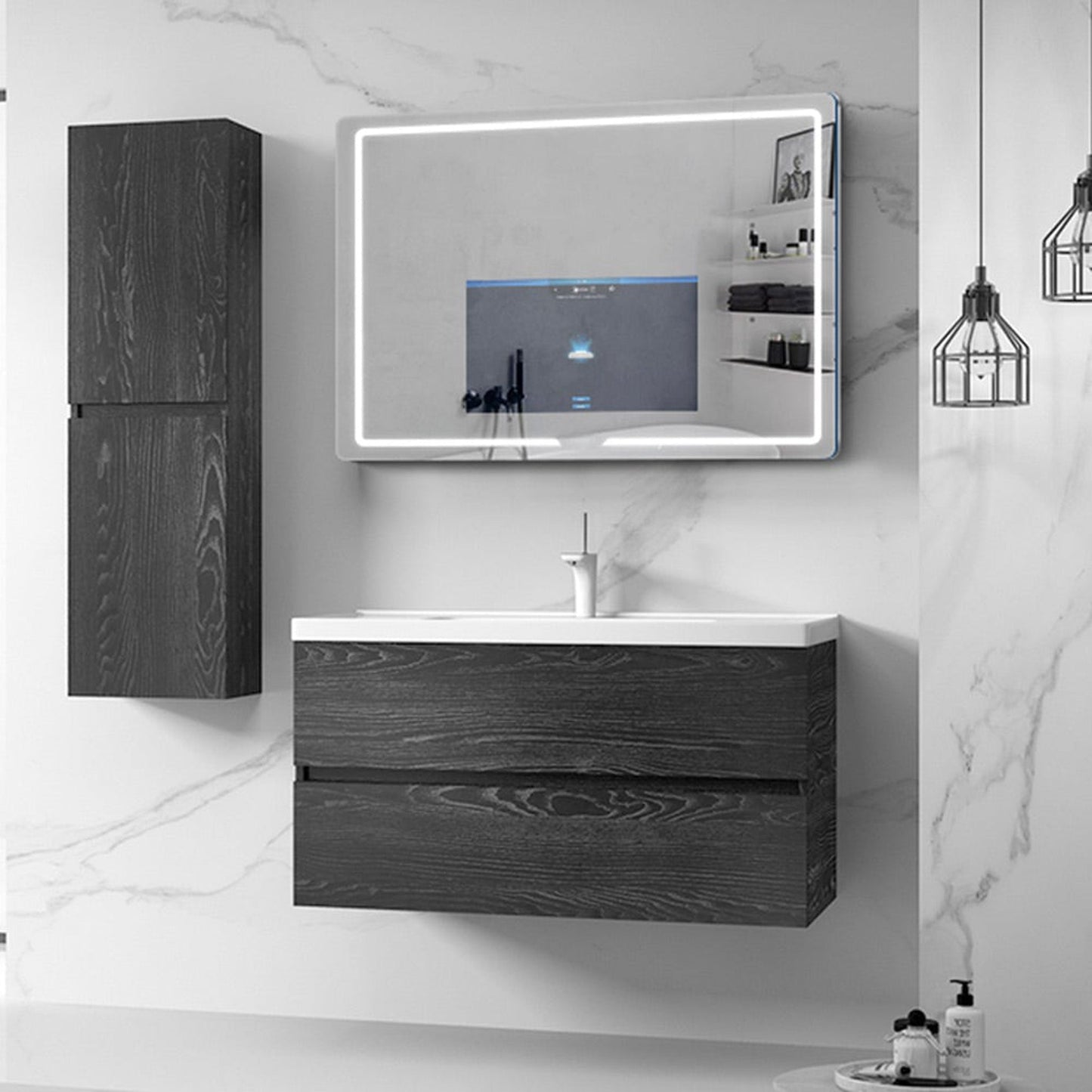 Aquadom Vision 48" x 32" Smart LED Lighted Bathroom Mirror With Built-in TV, Defogger, Body Fat Scale and Skin Detector - V-4832-SD-BFS