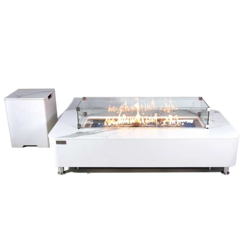 Athens Fire Table with Tank Cover and Wind Screen