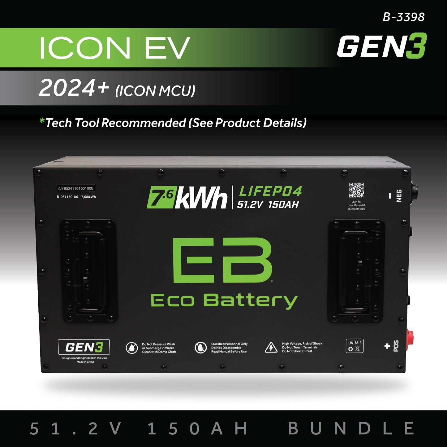 Eco Battery 51V 150AH Battery Bundle / 2024+ ICON (ICON MCU) - B-3398