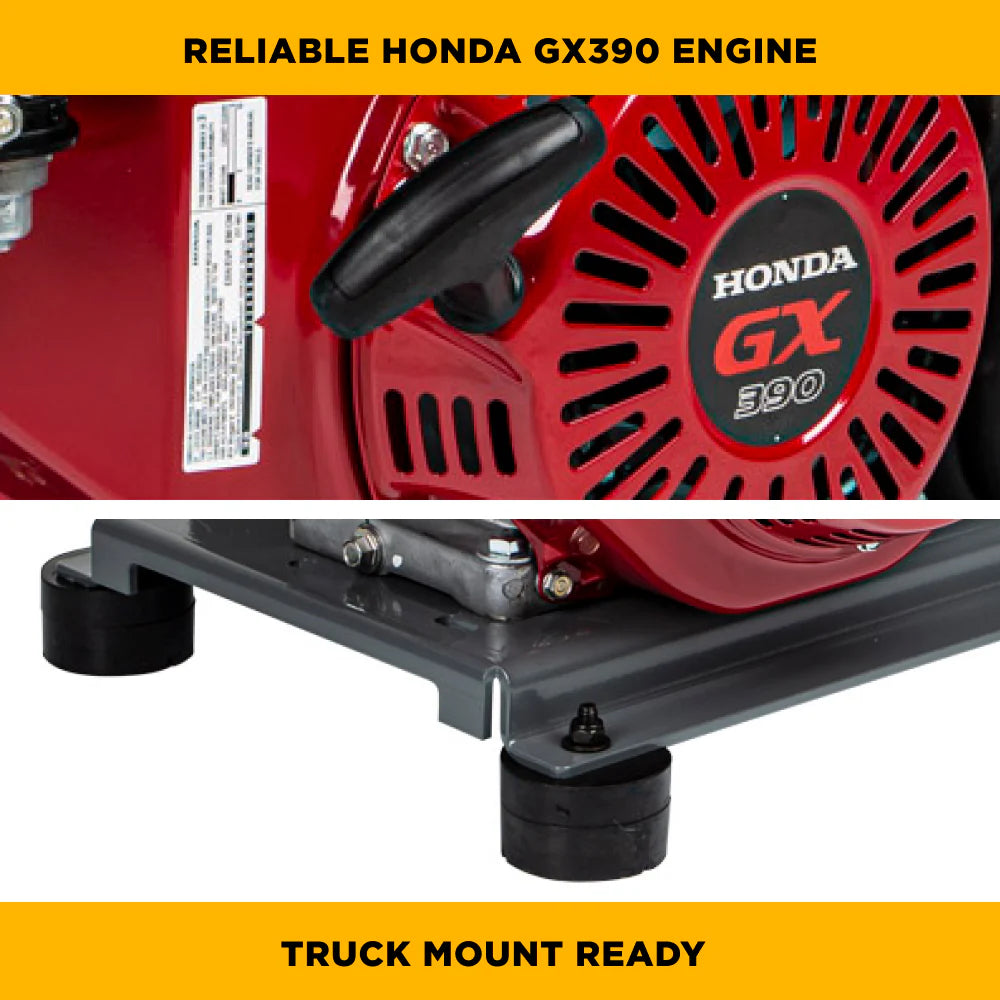 3,200 PSI 5.5 GPM Truck Mount Cold Water Gas Pressure Washer with Honda GX390 Engine and CP Belt Drive Triplex Pump - B3213HTBAS