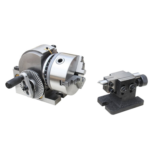 KAKA INDUSTRIAL Semi-Universal Dividing Head Sets BS-0/BS-1 Dividing Head Set 5"/6",with 5"/6" Chuck, Tailstock, Dividing Plates, 3-jaw Chuck Semi Universal Milling Set - 162320