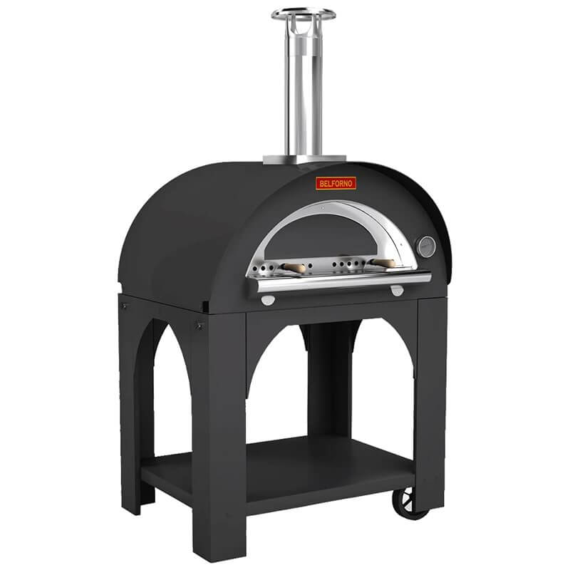 Belforno Black Portable Medio Wood-Fired Pizza Oven Corner View