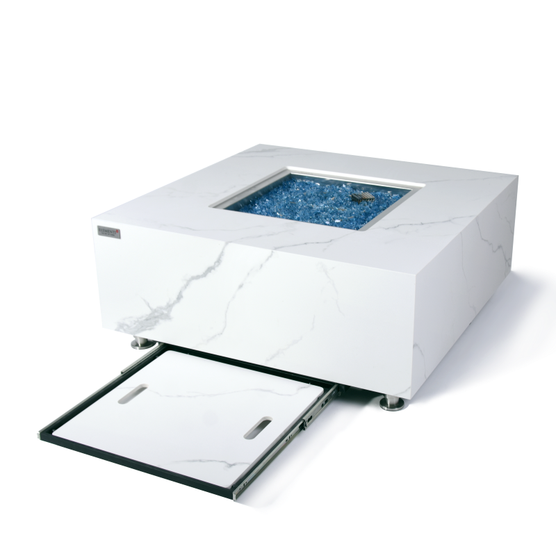 Bianco Fire Table with Lid Compartment