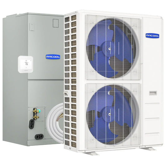 MRCOOL Hyper Heat 2nd Gen 48K BTU, 4 Ton, 16.5 SEER2 Heat Pump Condenser and Ducted Air Handler with 15 Ft. R-454B No-Vac Lineset  - CENTRAL-48-HP-230B15