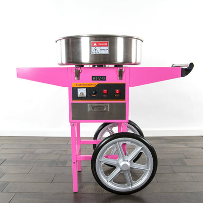 VIVO Electric Commercial Cotton Machine with Cart and Bubble Shield - CANDY-KIT-2