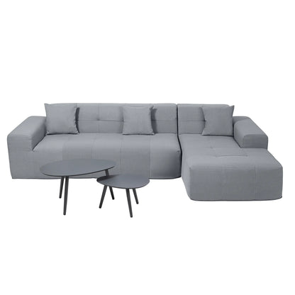 Deko Living 3 Piece Gray Compressed Foam Sectional Sofa Lounger and Table Set  - CIF50018