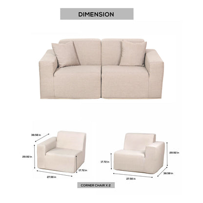 Deko Living 2 Piece Seating Beige Outdoor Compressed Foam Sectional Sofas  - COP30217SET