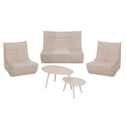 Deko Living 5 Piece Beige Outdoor Compressed Foam Loveseat Sofa Chairs and Table Set  - COP30219