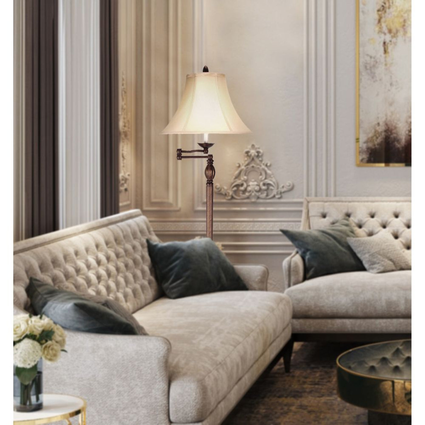 Cal Lighting 3-Way Swing Arm Floor Lamp in Antique Rust - BO-581SWFL