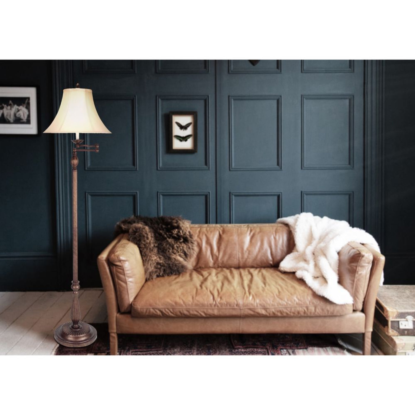 Cal Lighting 3-Way Swing Arm Floor Lamp in Antique Rust - BO-581SWFL