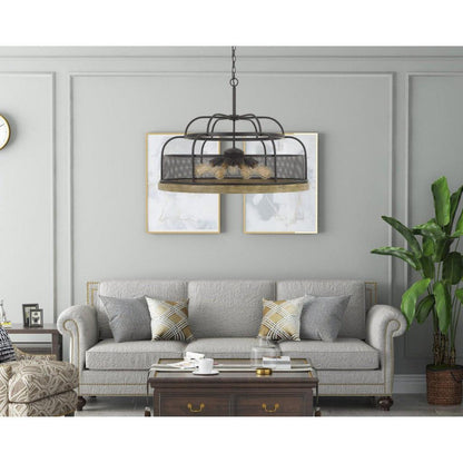 Alpine Cal Lighting Akaki 60W X 9 Metal/Pine Wood Chandelier - FX-3706-9