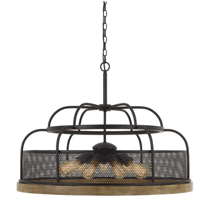 Alpine Cal Lighting Akaki 60W X 9 Metal/Pine Wood Chandelier - FX-3706-9
