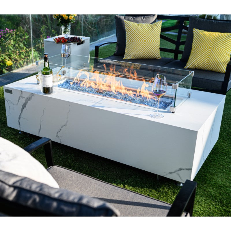 Carrara Fire Table Outdoor Setup