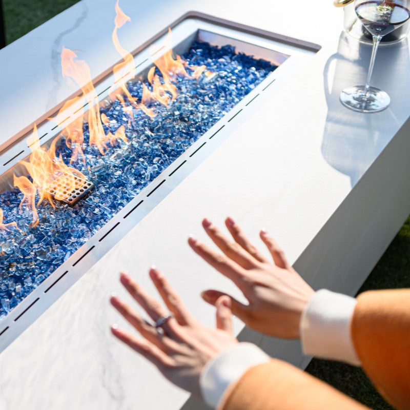 Carrara Fire Table Outdoor Top View