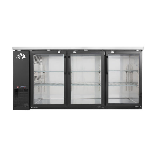 Chef AAA - TBB-72G-HC, Commercial 73" Glass Door Back Bar Refrigerator 19.2 cu.ft. - TBB-72G-HC