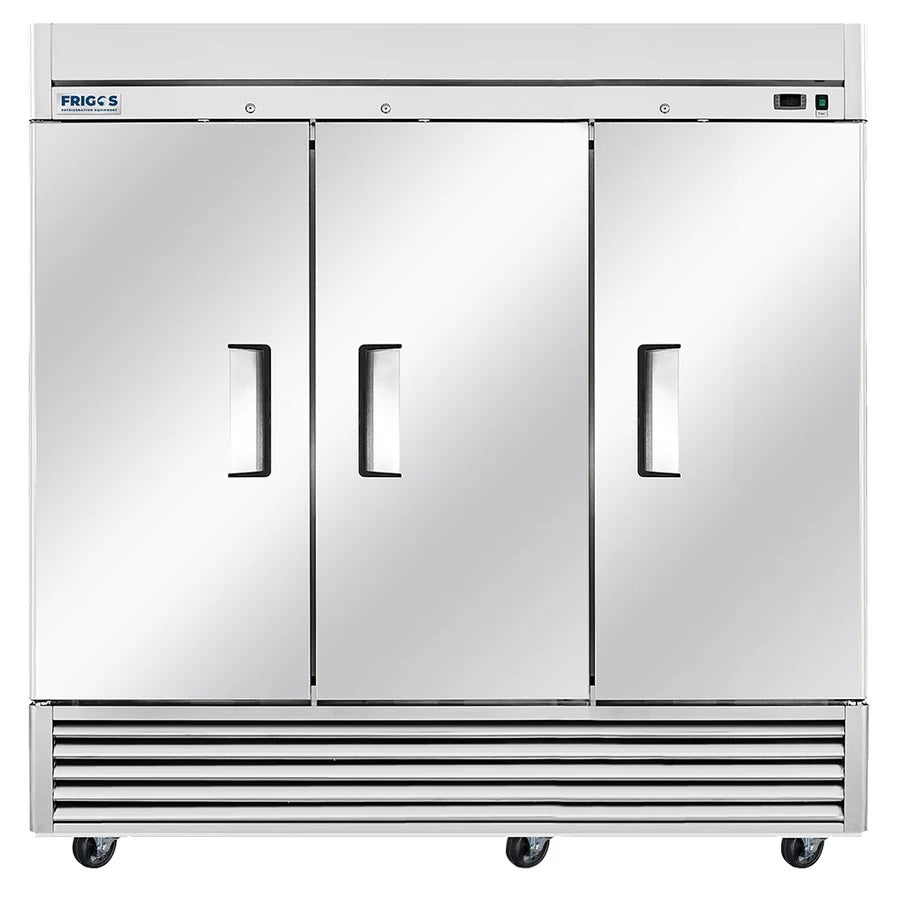 Frigos Commercial Reach in Freezer 3 Section Solid Door with Aluminum Interior with 304 Stainless Steel Floor - FG-FZ-3D