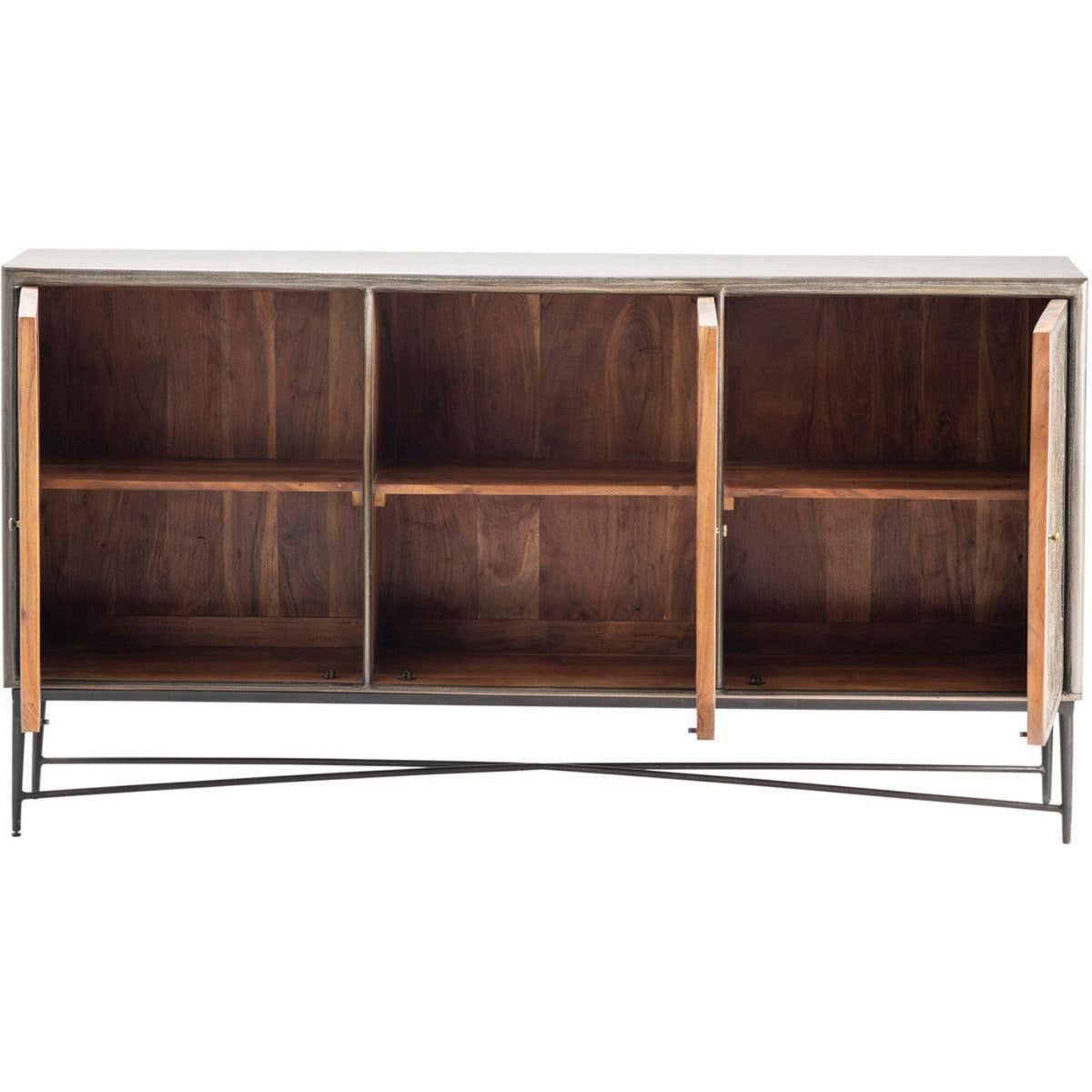 Crestview Collection 69" x 16" x 37" 3-Door Transitional Brown Wood And Metal Sideboard - CVFNR825