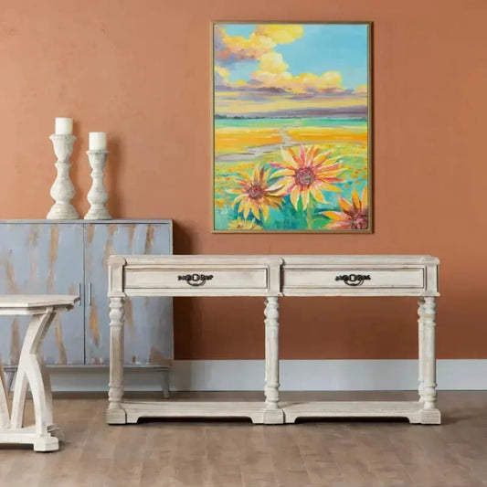 Crestview Collection Abbott 68" x 14" x 34" Rustic Unfinished Wood Console - CVFNR796